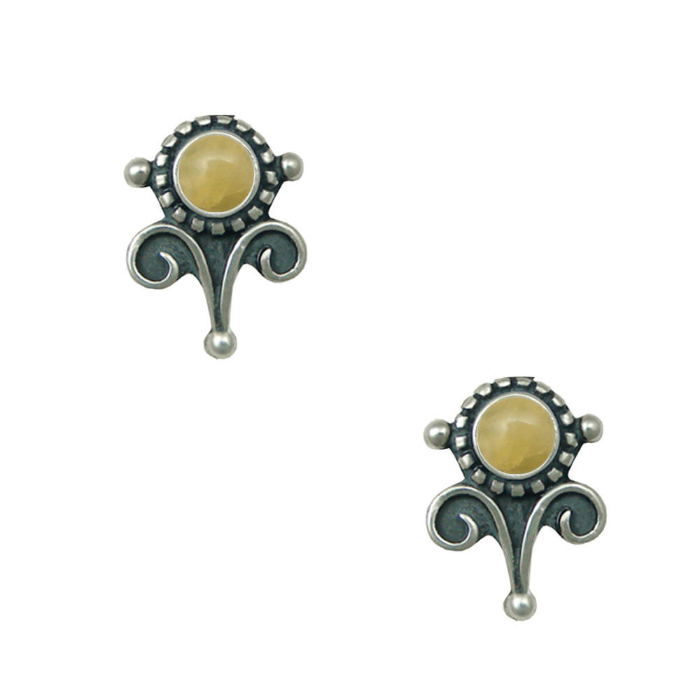 Sterling Silver Petite Yellow Aragonite Post Stud Earrings